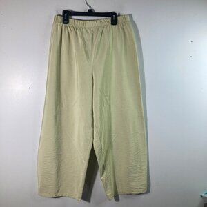 Womens Jackie Loves John Silk Wide Leg Crop Pants Light Green XL USA